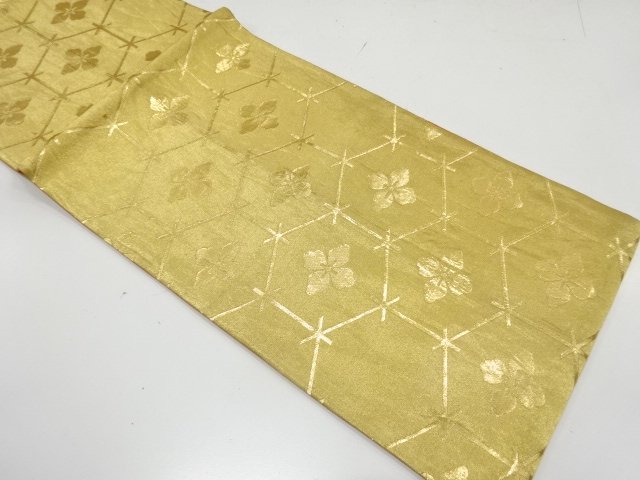  アンティーク　亀甲に花模様織り出し全通袋帯（材料）